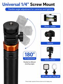 MIAOTU 2m Auto-Deploying Camera Light Stand Tripod, One-Touch Ground Trigger, 5kg Load Capacity, 1/4" Interface, 50cm Wide Base, Suitable For DSLR, Mirrorless Camera, LED Video Light, Ring Light, Photography Studio And Live Streaming - View 6