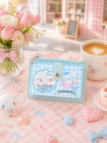 SANRIO 1pc Hello Kitty Character Small Wallet For Women Girls, Cute Compact Mini Bifold Card Holder With Zipper Coin Pocket, Snap Closure And Keychain Ring - Multicolor - View 7
