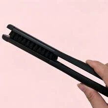 1pc Double-Sided Paddle Brush Fluffy Texture Styling Straight & Curly Dual-Use V-Shaped Detangling Comb - Black - View 5