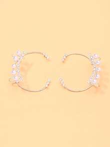 outingfit 1 Pair New Geometric Ear Cuff Minimalist Design Rhinestone Earrings Accessories For Women - Silver - View 5