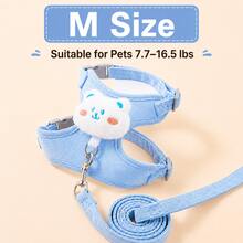 1pc Pet Cat And Puppy Harness Leash Set, Suitable For Kitten And Puppy Leash, Outdoor Cat And Puppy Leash, Comfortable And Breathable (Pink Rabbit & Blue Panda) - Multicolor - View 10