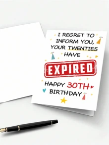 1pc Funny 30th Birthday Card, Suitable For Boyfriend/Girlfriend, Humorous 30th Birthday Commemorative Card, Your 20s Have Expired - Sets - View 3