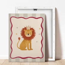 1pc Canvas Framed Nursery Wall Art, Vintage Circus Lion With Crown Kids Room Decor, Retro Carnival Lion Wall Decor, Little King Children's Room Decoration, Storybook Animal Poster, Playful Kids Room Decor, Nursery Decoration, Children's Room Poster, Kindergarten Decoration, Girls Room Decor, Boys Room Decor, Bathroom Decor, Classroom Decor, Game Room Decor, Baby Gift, Birthday Gift, Poster Art - Multicolor - View 9
