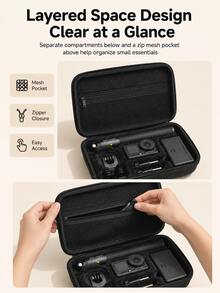 MIAOTU Camera Storage Bag For Osmo Action 6, EVA Hard Shell Storage Box With Shoulder Strap, Precise Compartment Action Camera Accessories Carrying Bag, Suitable For Travel, Outdoor Shooting And Vlog - View 5