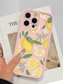 1 قطعة بطانية هاتف TPU مقاوم للصدمات بتغطية كاملة بتصميم بسيط بزهور الليمون الوردية والبيضاء متوافق مع أجهزة Apple 18 17 16 15 14 13 12 11 Pro Max Air والسلسلة - متعدد الألوان - مشاهدة 3