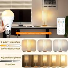 2/1pc LED Rechargeable Light Bulb With Remote Battery Control, Eye-Protection Light, 3-Color Change Bulb With Hook, E26 Base, Suitable For Camping, Hiking, Fishing, Holiday, Car, School, Sports, Home, Party, Living Room, Bedroom, Music Festival, Hurricane Emergency - Various - View 4