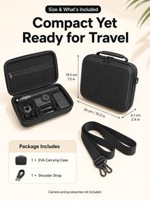 MIAOTU Camera Storage Bag For Osmo Action 6, EVA Hard Shell Storage Box With Shoulder Strap, Precise Compartment Action Camera Accessories Carrying Bag, Suitable For Travel, Outdoor Shooting And Vlog - View 4
