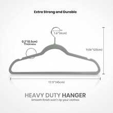 Premium Flocked Hanger, Non-Slip Thin Flocked Felt Hanger, Sturdy Heavy-Duty Coat & Suit Hanger, Closet Storage Organizer 1pc - Grey - View 2