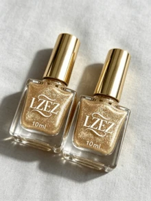 LZEZ Water‑Based Bright Top Coat 2‑Pack Total 20ml, Gloss Shine Nail Finish, Long‑Lasting Nail Surface Protection - Gold - View 3