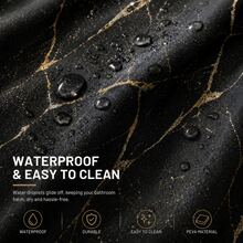 1pc Waterproof Shower Curtain (PEVA Plastic Material), Multiple Colors, Sizes And Patterns Available, Bathroom Accessory, Waterproof And Moisture-Proof, Machine Washable, Suitable For Bathroom/Balcony Partition, Shower Curtain, Solid Color Curtain - Gold - View 3