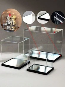 透明壓克力收藏品與動作公仔展示盒，防塵展示盒配黑色底座（多種尺寸），玩具收納盒整理箱，居家裝飾、桌面配件與房間裝飾，送給男性的理想禮物 - 鏡面 - 查看 12