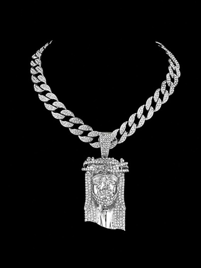 Shiny Pendant With Cuban Ice Chain, Miami Necklace, Unisex Hip Hop Pendant Necklace Jewelry Gift