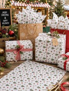 5/10/20pcs Christmas Tree Deer Snow Tissue Paper Christmas Decoration Gift Wrapping Decorative Filler - Multicolor - View 4