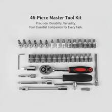 Multi-Specification Socket Wrench Tool Set, 46/53pcs, Vanadium Steel Ratchet Wrench Kit, Multi-Purpose Automotive Repair And Home Maintenance Hand Tool Set, With Portable Hard Shell Storage Box - A - View 4