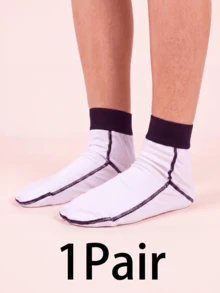 1Set/1Pair White Moisturizing Relief Socks, Reusable Spa Moisturizing Socks, Use With Your Favorite Lotions Skin Repair, Home Foot Care, Travel Foot Care, Feet Care, Foot Mask, Pedicure Tools - White - View 9