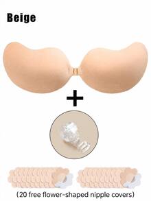 1/2pcs (Includes 20 Nipple Covers) Mango-Shaped Front-Closure Breast Pads With Transparent Shoulder Straps, Invisible Bra, Soft And Comfortable, Suitable For Backless Dresses, Wedding Gowns, Date And Party Outfits - Multicolor - View 15