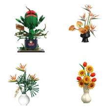 838Pcs Man‑Eating Flower Decor Building Blocks Set, Bag‑Packed 3D Eternal Flower Toy. Includes Man‑Eating Flower, Tropical Bird Of Paradise & Bird‑Shaped Flower. For Flower Lovers, Build Patience & Imagination, Desktop Ornament, Unique Couple Gift > - Multicolor(Bag) - View 10
