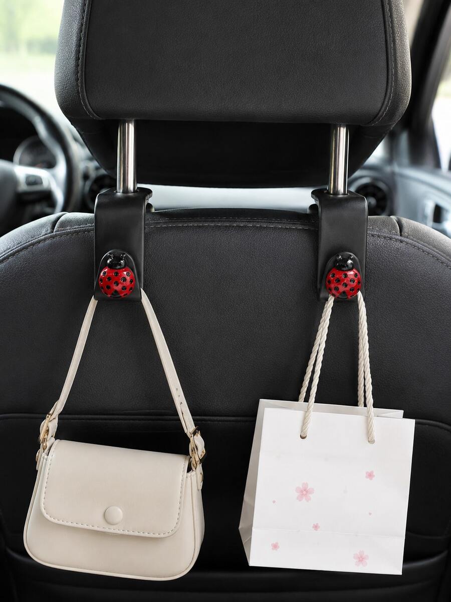 1/2Pcs Cute Beetle-Shaped Car Seat Hook, Hidden Seat-Back Hook, Creative Multifunctional Hook, Car Interior Accessory For Women, Automotive Accessory. - A - View 1
