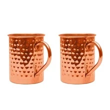 1/2/4 Pieces Of Copper-Made Moscow Mug, Water Cup, Coffee Cup, Handcrafted - Hammered Finish On The Surface - Original Copper Inside - Securely Reinforced Riveted Handle, Suitable For Iced Drinks, Suitable For Home Use, Parties, Christmas Gifts - Multicolor - View 10