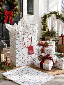5/10/20pcs Christmas Tree Deer Snow Tissue Paper Christmas Decoration Gift Wrapping Decorative Filler - Multicolor - View 5