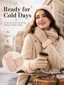 Thickened Warm Touchscreen Gloves, Suitable For Winter Snow Sports, Can Be Used As Christmas/Holiday Gift. Designed Specifically For Women And Students, Windproof And Cold-Resistant, Suitable For Cycling And Daily Winter Wear. - Multicolor - View 5