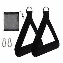 2 buah Pegangan Pita Elastis Ergonomis, Pegangan Tali Tarik Kabel Berbentuk D Anti Selip dengan Carabiner, Aksesori Peralatan Kebugaran untuk Latihan Kekuatan Trisep - MultiWarna - View 12