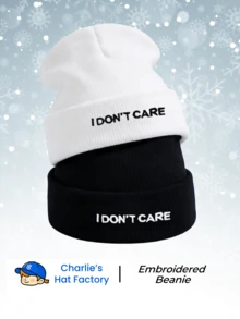 1pc/2pcs/3pcs I DON'T CARE Embroidered Knit Hat, Comfortable Warm Elastic Windproof Acrylic Knit Hat, Suitable For Cycling, Skiing, Outdoor Adventure - I DON'T CARE - View 11