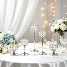 WAXJJDW 5pcs Rhinestone Crystal Candle Holders Metal Tea Light Candle Stands Tabletop Decor For Halloween, Thanksgiving, Christmas, New Year, Wedding Party - Classic Candlestick - View 6