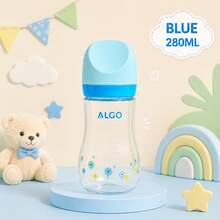 1pc 280ml PP Baby Bottle, Curved Anti-Drop Easy Grip, Clear Scale Scientific Feeding, Soft Silicone Nipple, Fully Detachable, Suitable For Newborn Gift, Christmas Gift - Multicolor - View 13