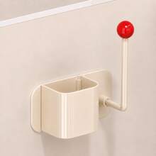 No-Drill Wall-Mounted Bathroom Storage Rack, Adhesive Multi-Function Storage Cup & Hook, Waterproof Space-Saving Organizer For Combs, Makeup Brushes, Hair Accessories, Vanity, Bathroom And Home - Multi - View 10
