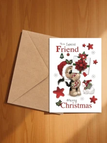 [Christmas Card]Charming Christmas Card With Envelope - Unique Puppy Surprise Design - Suitable For Friends, Family And Colleagues - Ideal Thank You Card And Special Occasion Card - Sets - View 4