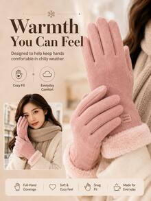 Thickened Warm Touchscreen Gloves, Suitable For Winter Snow Sports, Can Be Used As Christmas/Holiday Gift. Designed Specifically For Women And Students, Windproof And Cold-Resistant, Suitable For Cycling And Daily Winter Wear. - Multicolor - View 6