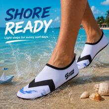 Minimalist White Striped Water Shoes, Outdoor Sports Creeking Shoes, Essential Gear For Swimming, Diving And Surfing, Quick-Dry Upper, Anti-Slip And Wear-Resistant Sole - White - View 3