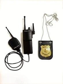 2件組警察服裝套裝，含對講機與警察徽章，適合萬聖節與嘉年華警察角色扮演道具 - 彩色 - 查看 11
