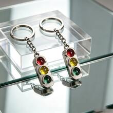 2pcs Minimalist Niche Traffic Light Keychain, Red Yellow Green Three-Color Enamel Exquisite Metal Pendant, Suitable For Car Keys, Bags, Luggage Decoration, Personalized Gift For Best Friends, Car Enthusiasts - Multicolor - View 4