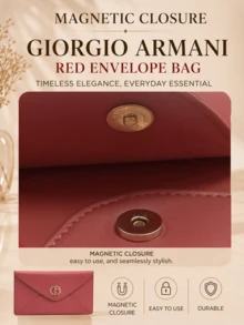 Giorgio Armani Armani Red Envelope Bag, 26.8*2*17.5 Cm, Magnetic Closure, Lightweight, Easy To Carry, Easy To Clean, Simple And Elegant, Exquisite Stitching, Suitable For Daily Use - Red - View 8