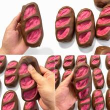 Kawaii Bread Squishy Toy, Soft Slow Rising Squeeze Toy, Cute Vegetable Shape Stress Relief Fidget Toy, Fun Desk Decor Gift For Kids & Adults - Multicolor - View 3