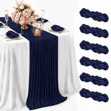 10 Pack Navy Blue Cheesecloth Table Runner, Boho Rustic Gauze Table Runner, Semi Sheer Cheese Cloth Table Decor For Wedding, Bridal Shower, Baby Shower, Birthday Party, Reception, Banquet, Farmhouse Dining Table, Table Centerpiece And Home Decor - Navy Blue - View 22