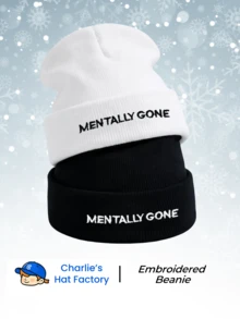 1pc/2pcs/3pcs MENTALLY GONE Embroidered Knit Hat, Comfortable Warm Elastic Windproof Acrylic Knit Hat, Suitable For Cycling, Skiing, Outdoor Exploration - MENTALLY GONE - View 11