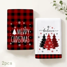 2/4/6 buah Serbet Dapur Bermotif Natal, Motif Kotak-kotak Merah & Hitam Gaya Pedesaan Klasik, Lembut & Mudah Dibersihkan, Motif Pohon Natal & Kepingan Salju, Dekorasi Rumah Natal, Hadiah Natal, Cocok untuk Dekorasi Dapur, Memanggang, Memasak, Pesta Natal, Meja Natal - MultiWarna - View 9
