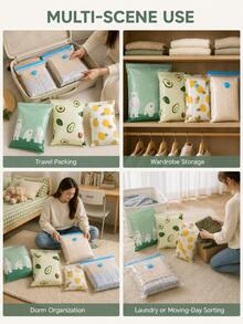 3pcs 2026 Vacuum Storage Bags, No Pump Required, 3D Roll-Up Vacuum Seal Bags, 80% Compression Rate, Extra Large Capacity, Upgraded Compression Storage Bags For Bedding, Clothes, Blankets, Oversized Bedding, Travel Packing Cubes - Multicolor - View 8