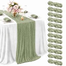 10 Pack Sage Green Cheesecloth Table Runner, Boho Gauze Table Runner, Rustic Semi Sheer Fabric Table Runner For Wedding, Bridal Shower, Baby Shower, Birthday Party, Farmhouse Dining Table Decor, Table Centerpiece And Home Decoration - A - View 27