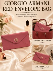 Giorgio Armani Armani Red Envelope Bag, 26.8*2*17.5 Cm, Magnetic Closure, Lightweight, Easy To Carry, Easy To Clean, Simple And Elegant, Exquisite Stitching, Suitable For Daily Use - Red - View 10