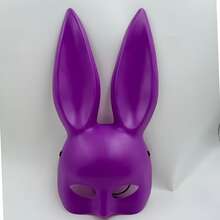 Shiny Black Bunny Girl Mask, Half-Face Long Ear Rabbit Design, Women's Sexy Masquerade Headpiece, Perfect For Halloween, Cosplay, Nightclub, Prom, Carnival And Party Decoration - Multicolor - View 11
