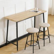Counter table 3 - point set Bar table Dining set Fashionable wooden tone Adjustable legs High table set Soft seating cushion for two hanging Cafe Livi - ナチュラル + スチール - チェックする 7