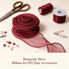 100yd/50yd/40yd/10yd Burgundy Red Tulle Ribbon, 4cm Wide Berry Red Fish Tail Tulle Ribbon, Floral Arrangement Packaging Bow, Gift Wrapping, Wedding Holiday Party Decoration, Semi-Transparent Gauze Wavy Edge Satin Ribbon, Lightweight And Airy Texture, Suitable For Handmade DIY Hair Accessories, Wedding Party Decor, Atmospheric Decoration Material, Flexible And Easy To Shape, Multi-Scenario Practical Decorative Ribbon - Claret - View 6