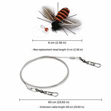 2pcs Set, Includes Realistic Bee Flying Insect Cat Teaser Toy Replacement Head (6cm Long) And 60cm Steel Wire Extension Line. Insect Head Features Feather Wings + Plush Body, Realistic Design, With Hanging Ring For Quick Connection; Extension Line With Swivel Lobster Clasp On Both Ends, Anti-Tangle, Extends Teasing Distance, Stimulates Cat's Hunting Instinct, Interactive Boredom Relief. - Bee Replacement Head + Extension Cable - View 2