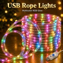 Christmas Lights Multicolor LED Rope Lights USB Powered Flexible Clear Tube String Lights 7M/12M/17M/22M 8 Modes Colorful Glow For Christmas Tree Bedroom Window Garden Patio Balcony Party Wedding Holiday Home Decor - Colored Light - View 3