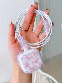 Cute Bow Charger Protector Case Suitable For UK 20W Fast Charging Adapter, Break-Proof Transparent Protective Cover For Phone, Triangular Plug Charger - Bow - View 2