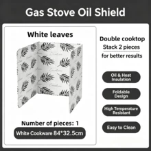 1pc/2pcs Foldable Aluminum Foil Gas Stove Splash Guard, Heat Resistant Oil-Proof Partition Board, Cactus Leaf Print Kitchen Stove Protector, Easy To Clean Oil-Proof Cooking Isolation Board, Suitable For Home Kitchen - Multicolor - View 13